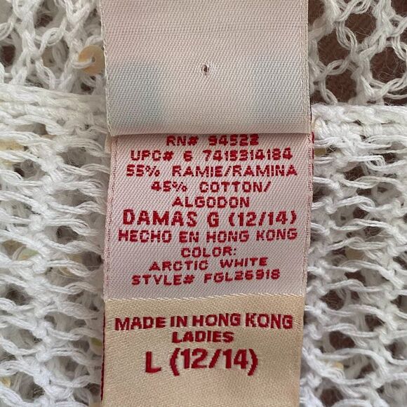 Faded Glory Crochet Boho Sequin Top Womens Size L (12-14) - Picture 8 of 9